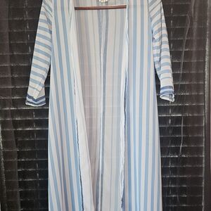 Striped Blue and White Swim Coverup